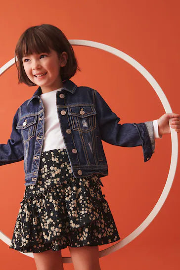 |BigGirl| Saia envolvente floral preta (3 a 16 anos)