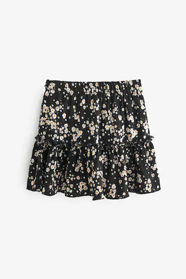|BigGirl| Saia envolvente floral preta (3 a 16 anos)