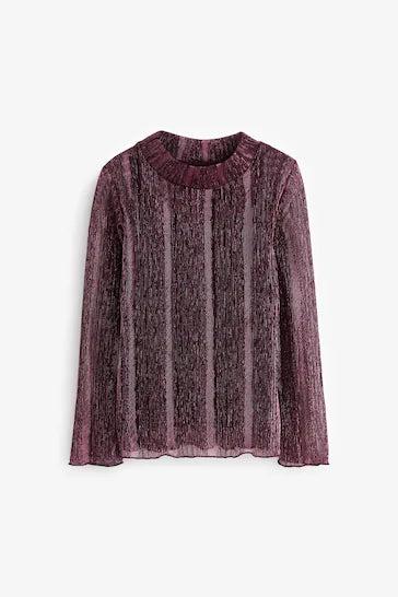 |Niña| Top de punto brillante con cuello alto - Rosa (3-16 años)