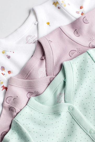 |BabyGirl| Conjunto De 3 Pijamas De Bebê De Algodão Verde Menta (0-2 anos)