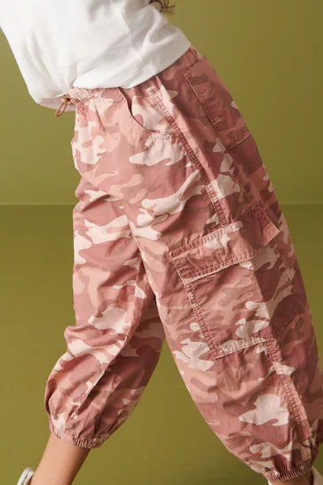|BigGirl| Calça Cargo Cuffed Pára-Quedas - Camouflage Pink (3-16 anos)