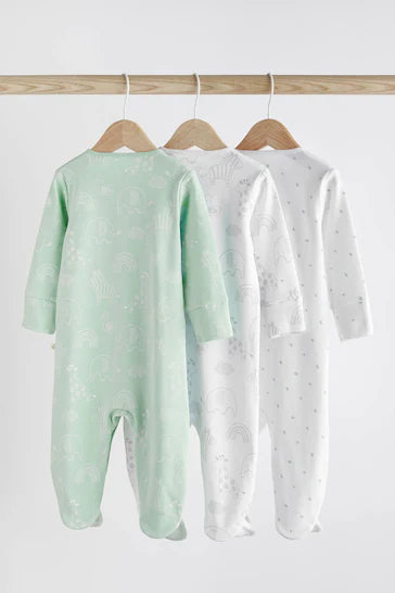|Niña| Conjunto de 3 pijamas de bebé Essential Cotton Verde Menta (0-2 años)