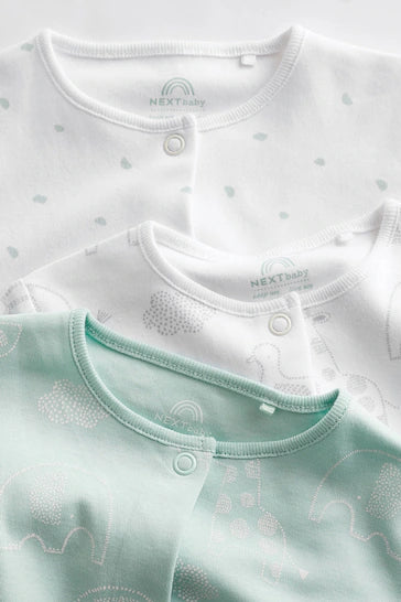 |BabyBoy| Conjunto De 3 Pijamas De Bebê De Algodão Essencial Verde Menta (0-2 anos)