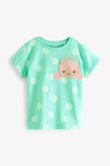 |BigGirl| Pacote Com 3 Camisetas De Manga Comprida De Algodão - Green/Coral Pink (3 meses a 7 anos)