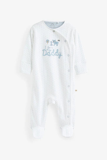 |BabyBoy| Pacote Com 1 Roupa De Dormir Bear Family - White/Blue (0-2 anos)