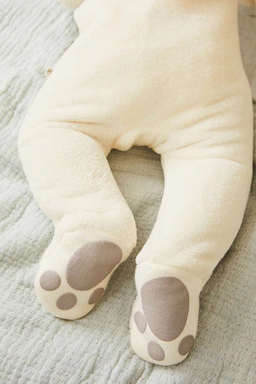 |BabyBoy| Macacão De Bebê Urso De Lã Creme