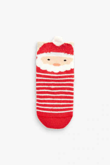 |BabyGirl| Natal Pacote Com 3 Meias Para Bebê Red Terry Toweling Christmas Character (0 meses a 2 anos)