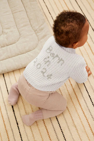 |BabyBoy| Cardigan Bordado Para Bebê Em Malha Robusta - Cream Born in 2024