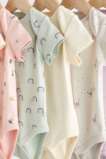 |BabyGirl| Conjunto De 7 Macacões De Manga Curta Para Bebês Com Vários Personagens