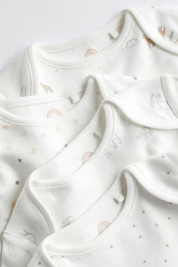|BabyGirl| Pacote Com 4 Macacões De Manga Comprida Estampados Para Bebês - White Delicate (0mes-2anos)