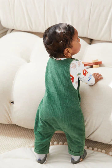 |BabyBoy| Conjunto De Macacão De Malha Verde Com Aplique De Cordão Para Bebê (0 meses a 2 anos)