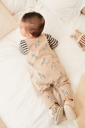 |BabyBoy| Conjunto De Macacão e Macacão Estampado Neutro Para Bebê (0 meses a 2 anos)