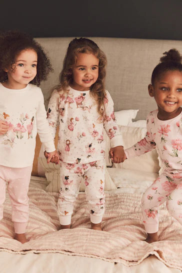 |Girl| Pacote Com 3 Pijamas - Pink/Ecru White Fairy (9 meses a 12 anos)