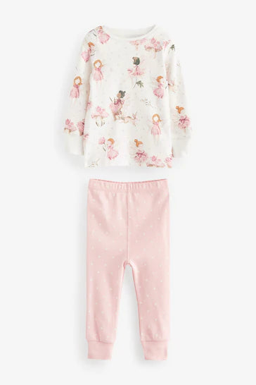 |Girl| Pacote Com 3 Pijamas - Pink/Ecru White Fairy (9 meses a 12 anos)