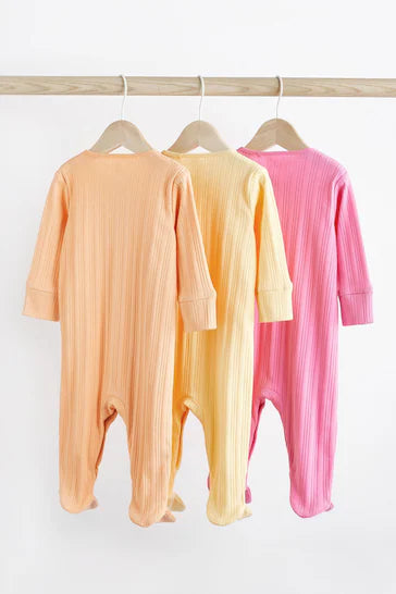|BabyGirl| Conjunto De 3 Pijamas Para Bebê Rosa/Amarelo (0 meses a 3 anos)