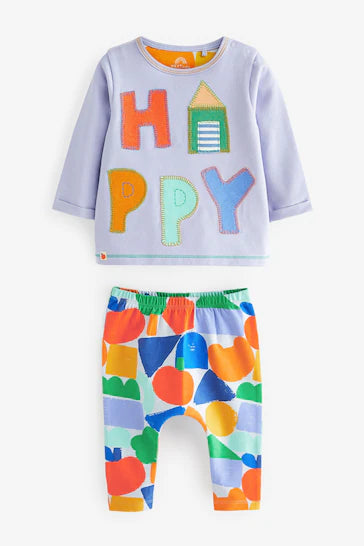 |BabyGirl| Conjunto De 2 Peças De Camiseta e Legging Para Bebê - Bright Happy (0 mês-2 ano)