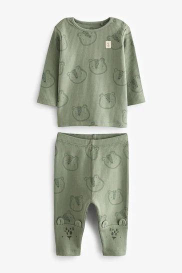 |BabyBoy| Conjunto De 2 Peças De Camiseta E Legging Para Bebê - Green Tiger (0mês - 2 anos)