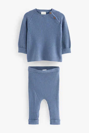 |BabyBoy| Conjunto De Suéter e Leggings De Malha Para Bebê - Blue (0 meses a 2 anos)