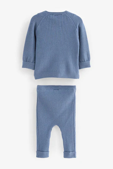|BabyBoy| Conjunto De Suéter e Leggings De Malha Para Bebê - Blue (0 meses a 2 anos)