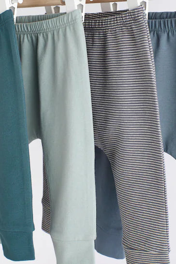 |BabyGirl| Pacote Com 4 Leggings Para Bebês - Teal Blue (0 meses a 2 anos)