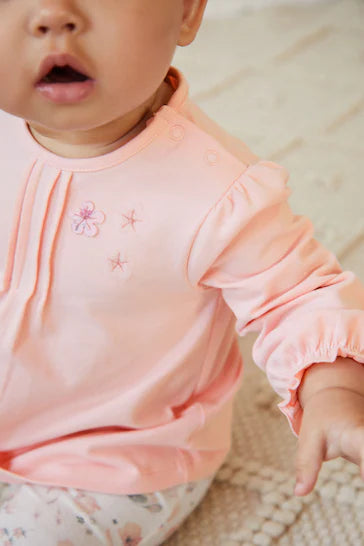|BabyGirl| Conjunto De Top e Leggings Para Bebê - Pink Floral