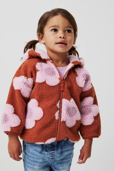 |Girl| Jaqueta De Lã Com Zíper - Rust Flowers (3 meses a 7 anos)