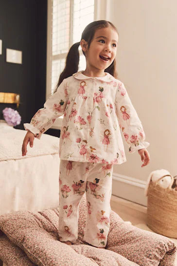 |Girl|  Botão Através Do Pijama - Pink/Cream Fairy (9 meses a 10 anos)