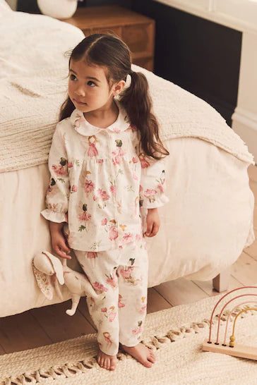 |Girl|  Botão Através Do Pijama - Pink/Cream Fairy (9 meses a 10 anos)