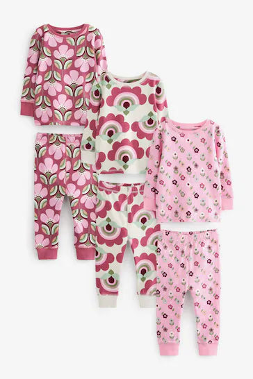|Girl| Pacote Com 3 Pijamas Com Estampa Retrô (9 meses a 12 anos)