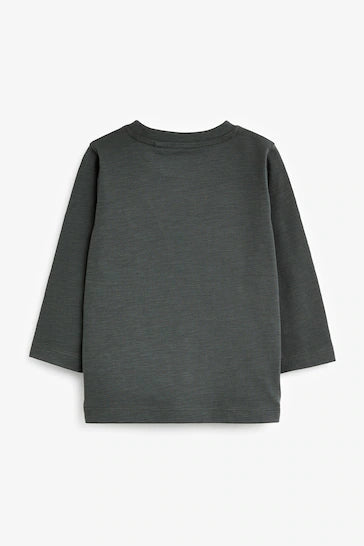|Boy| Camiseta Lisa De Manga Comprida - Cinza Carvão (3 meses a 7 anos)