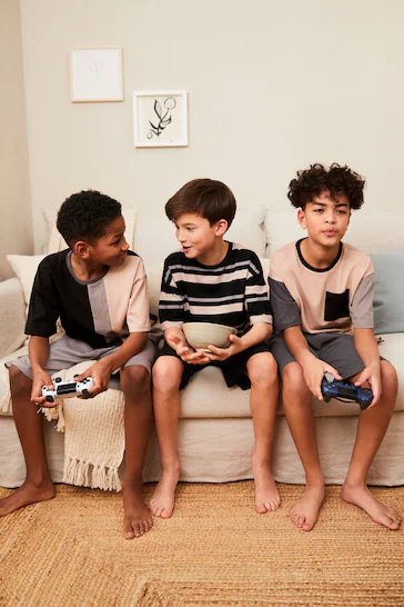 |BigBoy| Pacote Com 3 Pijamas Curtos - Black/Grey (3-16 anos)