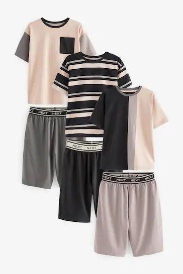 |BigBoy| Pacote Com 3 Pijamas Curtos - Black/Grey (3-16 anos)