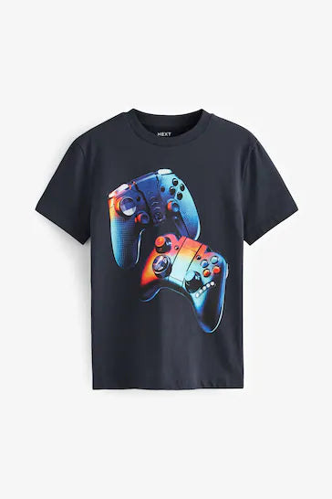 |Boy| Camiseta Gráfica De Manga Curta - Blue Gaming Controller (3-16 anos)