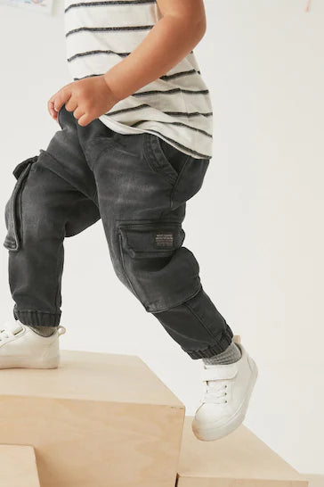 |BigBoy| Jeans Comfort Cargo - Black(3 meses a 7 anos)