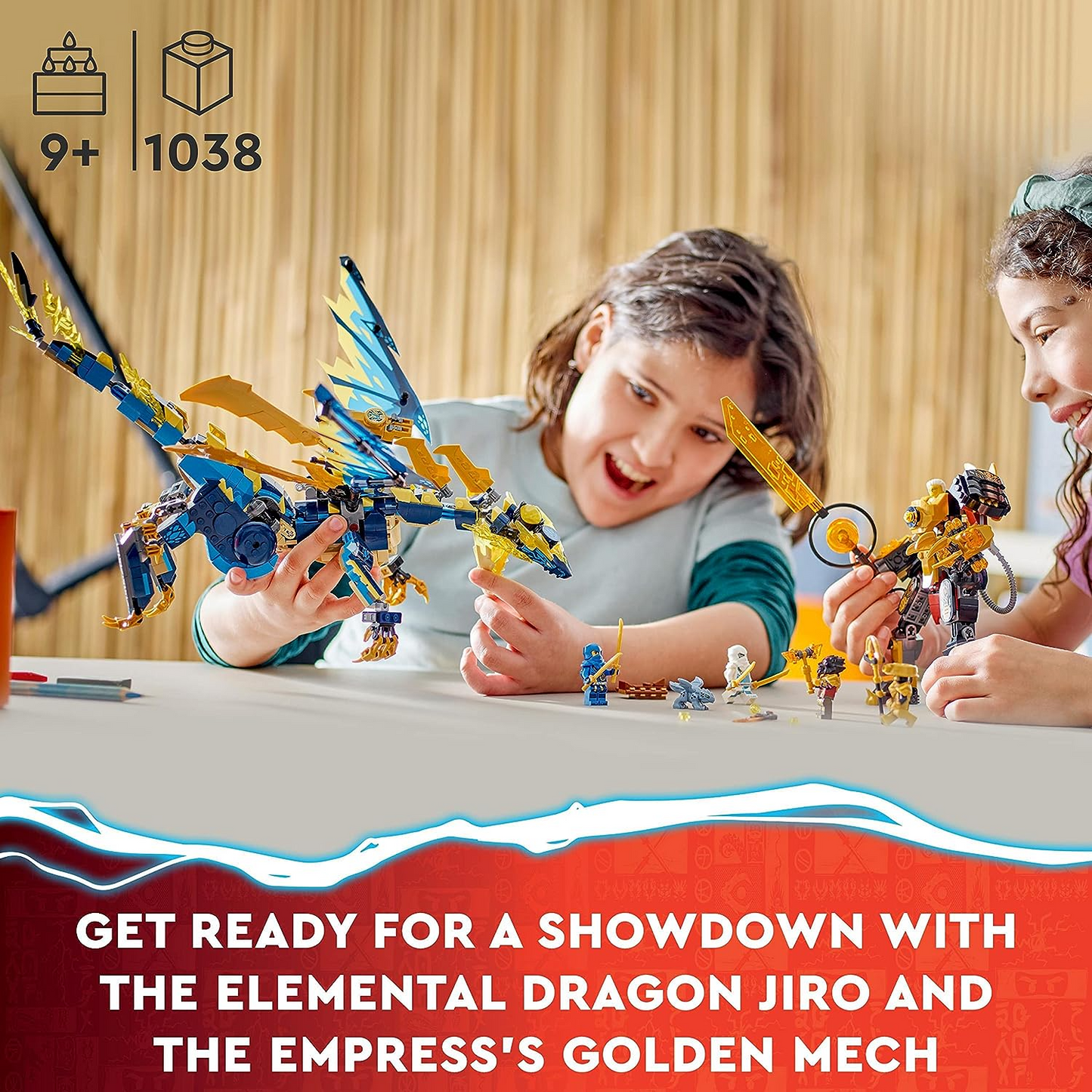 LEGO 71796 NINJAGO Elemental Dragon vs. The Empress Mech, grande conjunto de brinquedos de construção com brinquedo de dragão, figura de ação, folheto Ninja e 6 minifiguras, presente da série Dragons Rising para crianças, meninos e meninas