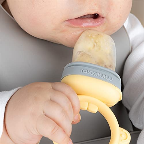 Minikoioi Budines de Silicona Gris/Amarillo para Bebés y Niños (6 m+)