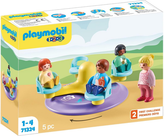 Playmobil 71324 1.2.3: Número Merry-Go-Round, brinquedo educativo e de primeira contagem para crianças pequenas, conjuntos de jogos adequados para crianças com mais de 12 meses