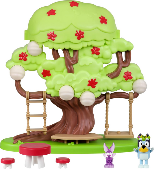 Juego de casa en el árbol de Bluey con escondite secreto de hadas, corona de flores y figura de hada secreta: incluye Bluey, columpio, hamaca y escalera de cuerda para mayores de 3 años con 4 ACCESORIOS, 2 FIGURAS, 1 JUEGO DE ÁRBOL