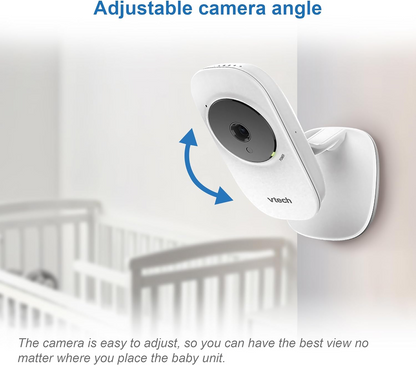 VTech Monitor de vídeo VM3250 com suporte de bateria Streaming de vídeo de 19 horas, tela LCD de 2,8 ", visão noturna infravermelha, alcance de até 300 m, transmissão segura, sensor de temperatura, sons suaves, zoom 2X