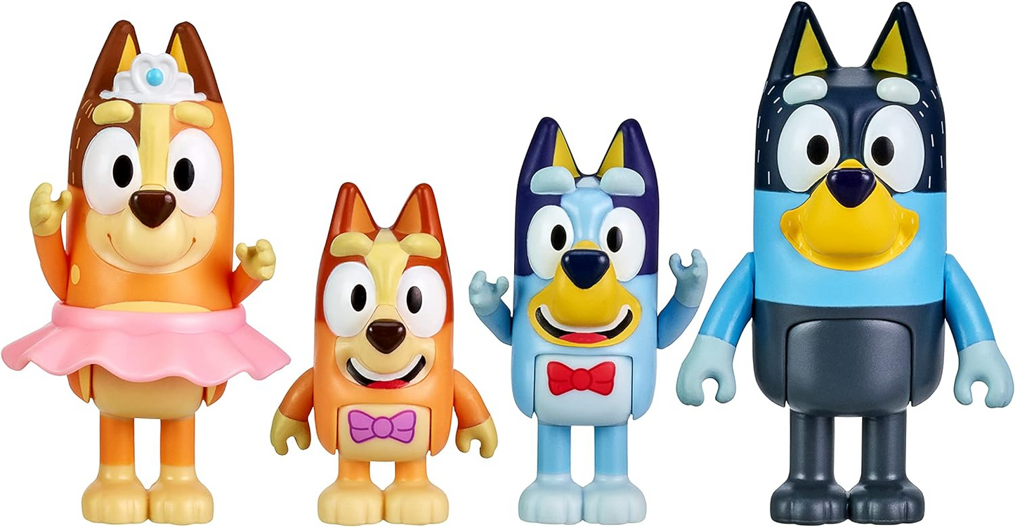 Bluey Pack de 4 compañeros de colegio; Figuras de acción coleccionables oficiales de Bluey de 2,5 a 3 pulgadas que incluyen a Jack, Pretzel y Mackenzie con sus propios accesorios para lonchera.