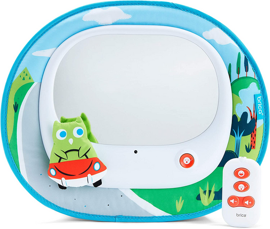 Munchkin  Cruisin' Baby In-Sight Owl Car Mirror, 8 músicas divertidas e melodias suaves, sincronizadas com show de luzes LED, desligamento automático da bateria