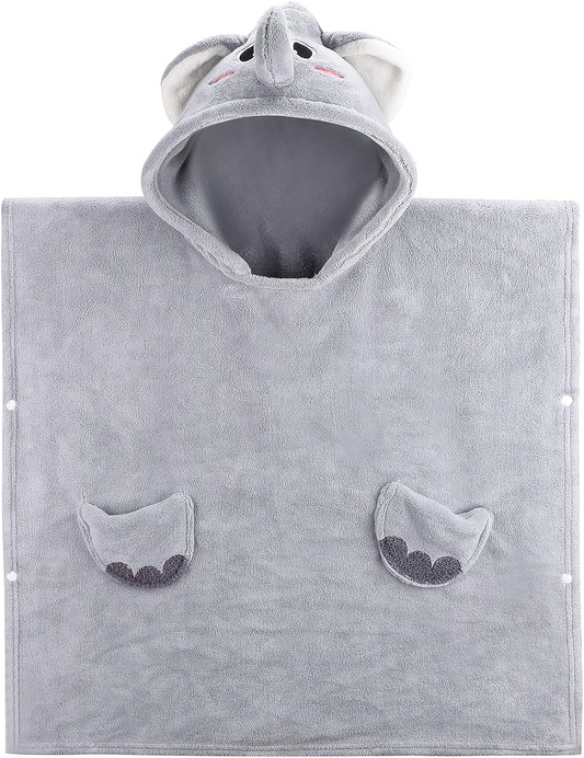 Bebamour Toalhas com capuz para bebês Toalha 100% orgânica com capuz para meninos e meninas Toalha absorvente com capuz para crianças pequenas, 25" x 25", 0-6 anos, elefante fofo