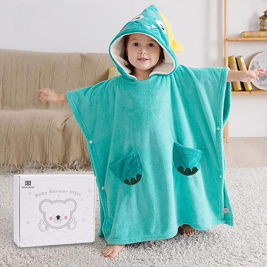 Bebamour Toalhas com capuz para bebês Toalha 100% orgânica com capuz para meninos e meninas Toalha absorvente com capuz para crianças, 25" x 25", 0-6 anos, Dino fofo