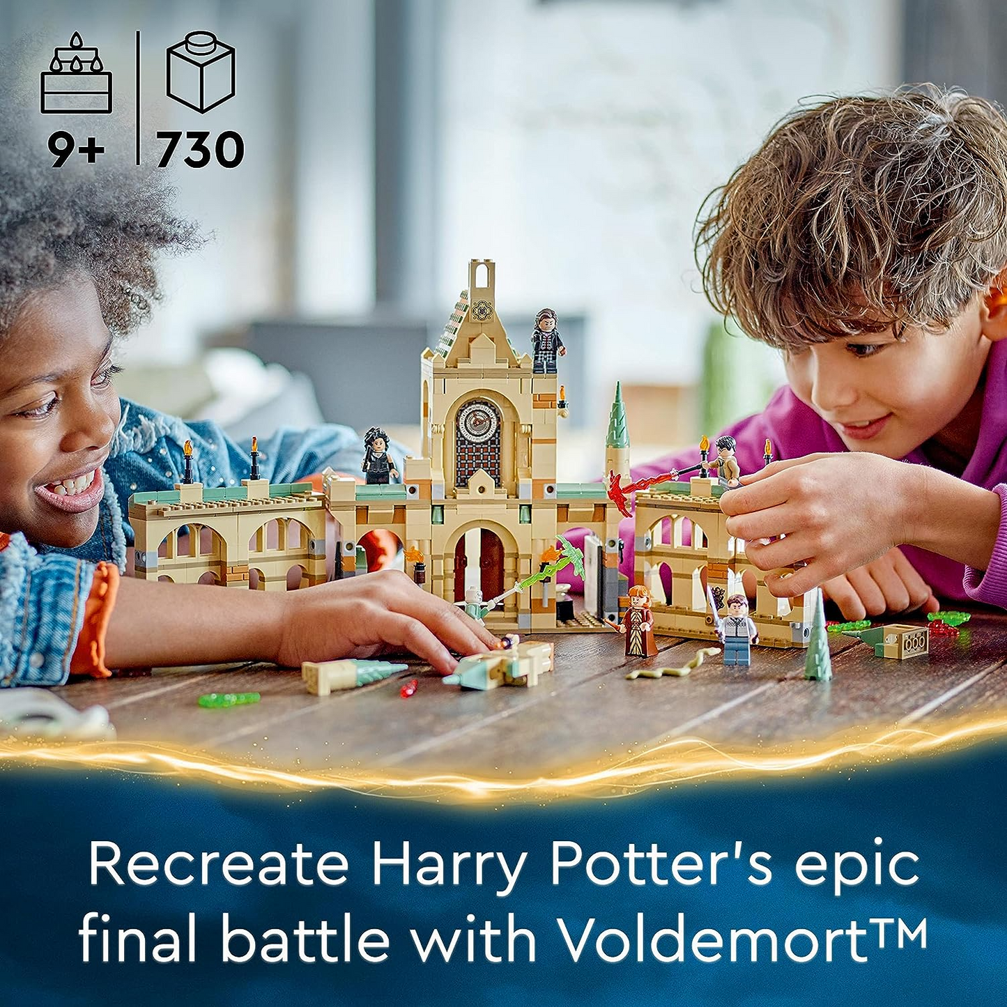 LEGO 76415 Harry Potter A Batalha de Hogwarts, Brinquedo de Castelo com Molly Weasley, Bellatrix Lestrange e Minifiguras de Voldemort mais a Espada da Grifinória, Relíquias da Morte - Conjunto Parte 2