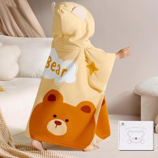 Bebamour  Toalhas de bebê com capuz 100% toalha com capuz vestível orgânica para meninos meninas toalha com capuz absorvente para crianças, 70x75cm, urso