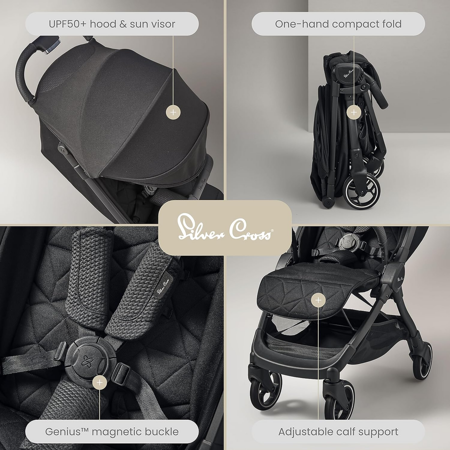 Silver Cross | Carrinho de passeio compacto Clic | Carrinho de passeio | Carrinho dobrável e leve | Tamanho da cabine | Recém-nascidos - 4 anos | Espaço