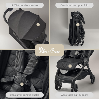 Silver Cross | Carrinho de passeio compacto Clic | Carrinho de passeio | Carrinho dobrável e leve | Tamanho da cabine | Recém-nascidos - 4 anos | Espaço