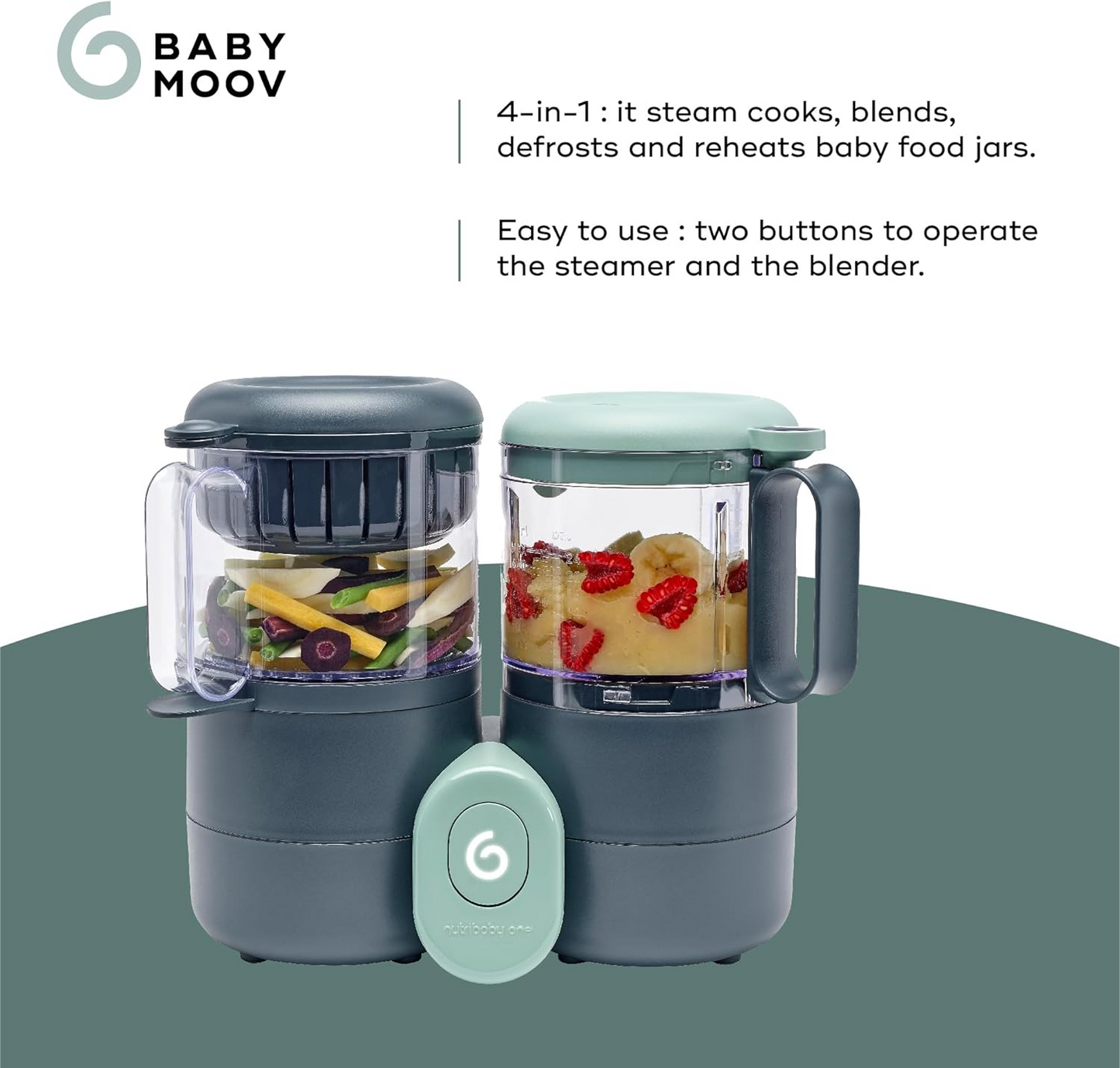 Babymoov Nutribaby One 4 em 1 Processador de Comida para bebê, liquidificador, vaporizador, aquecedor e descongelador