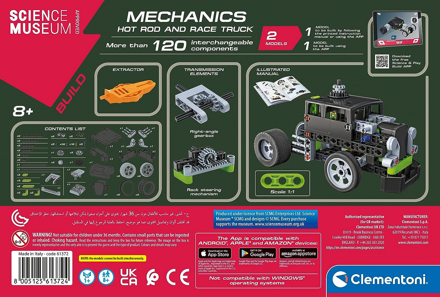 Clementoni 61382 Science Museum Mechanics-Buggy & Quad-Building Set, Kit Científico para Crianças de 8 Anos, Brinquedos STEM, Versão em Inglês Feito na Itália, Multicolorido