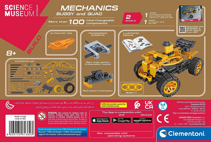 Clementoni 61382 Science Museum Mechanics-Buggy & Quad-Building Set, Kit Científico para Crianças de 8 Anos, Brinquedos STEM, Versão em Inglês Feito na Itália, Multicolorido
